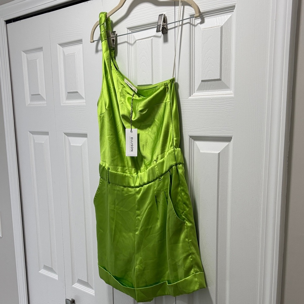 Lime Green Satin Romper